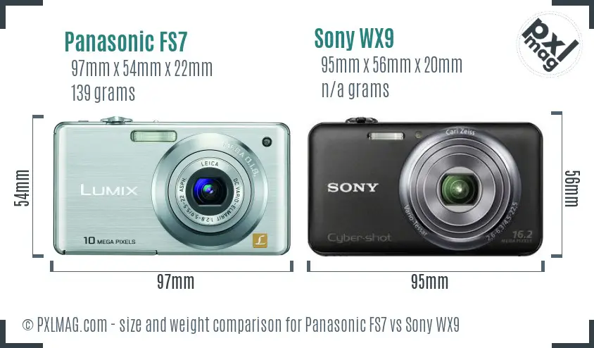Panasonic FS7 vs Sony WX9 size comparison