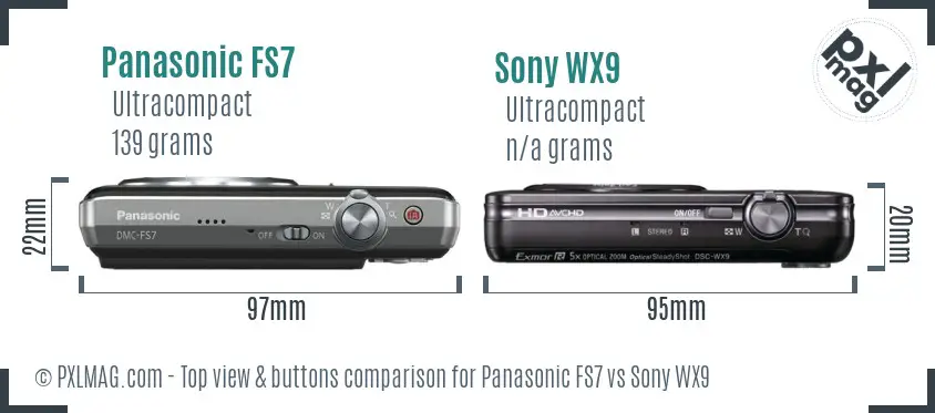Panasonic FS7 vs Sony WX9 top view buttons comparison
