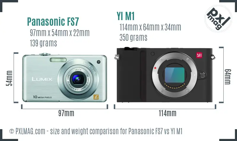 Panasonic FS7 vs YI M1 size comparison