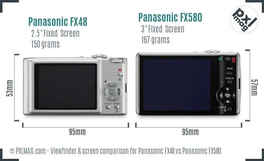 Panasonic FX48 vs Panasonic FX580 Screen and Viewfinder comparison