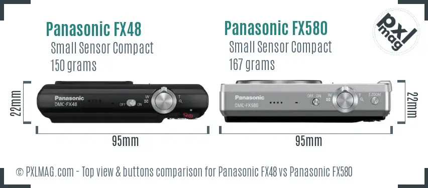 Panasonic FX48 vs Panasonic FX580 top view buttons comparison