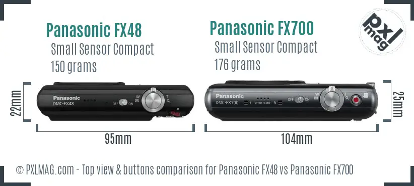 Panasonic FX48 vs Panasonic FX700 top view buttons comparison