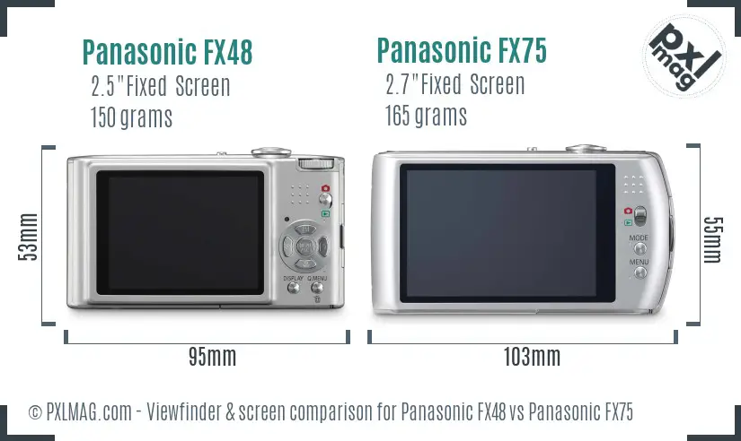 Panasonic FX48 vs Panasonic FX75 Screen and Viewfinder comparison