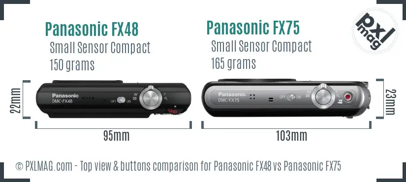 Panasonic FX48 vs Panasonic FX75 top view buttons comparison