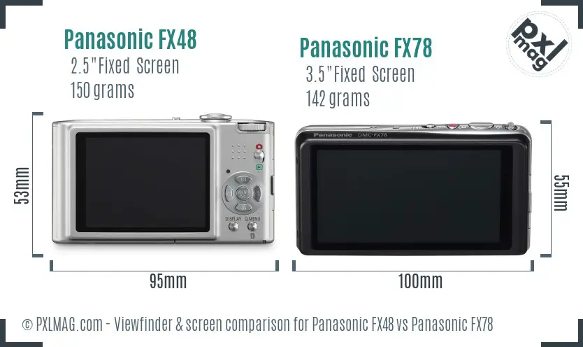 Panasonic FX48 vs Panasonic FX78 Screen and Viewfinder comparison