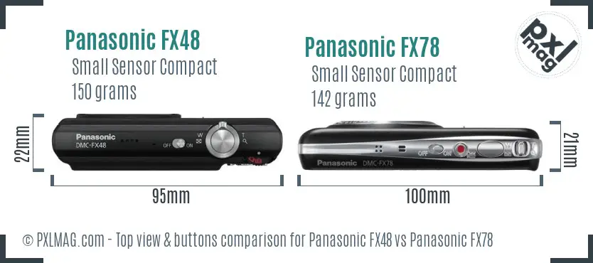 Panasonic FX48 vs Panasonic FX78 top view buttons comparison
