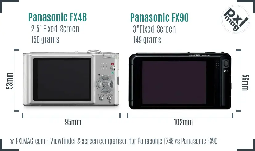 Panasonic FX48 vs Panasonic FX90 Screen and Viewfinder comparison
