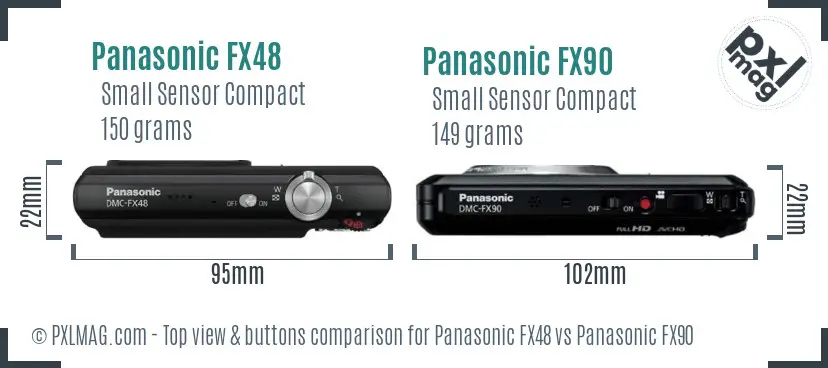 Panasonic FX48 vs Panasonic FX90 top view buttons comparison