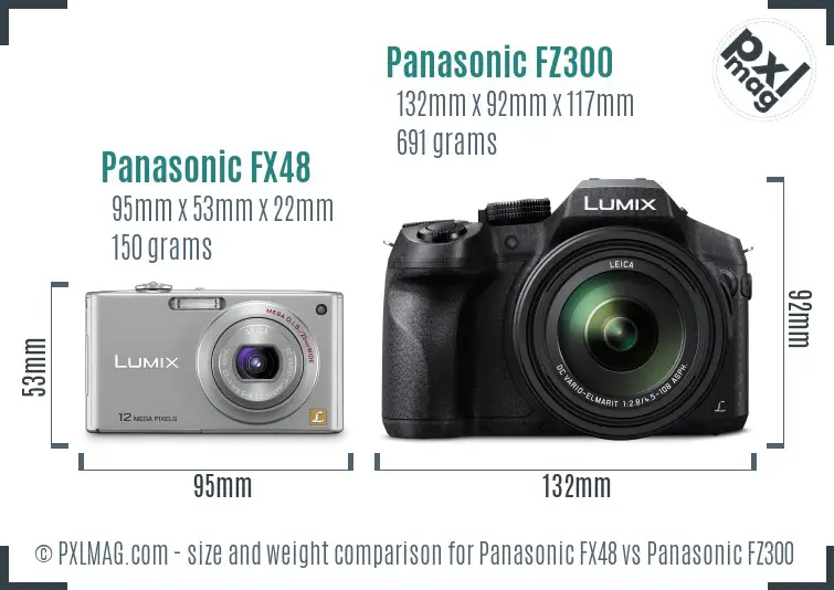 Panasonic FX48 vs Panasonic FZ300 size comparison