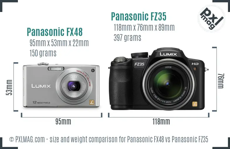 Panasonic FX48 vs Panasonic FZ35 size comparison