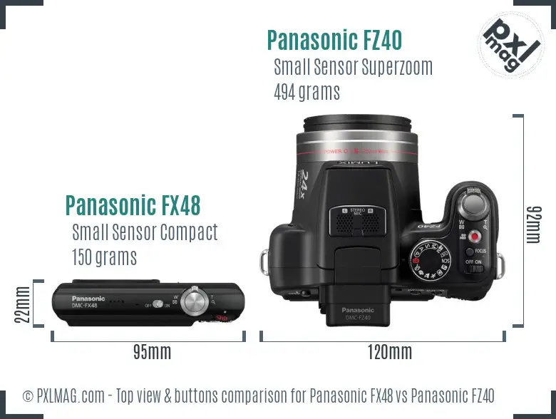 Panasonic FX48 vs Panasonic FZ40 top view buttons comparison