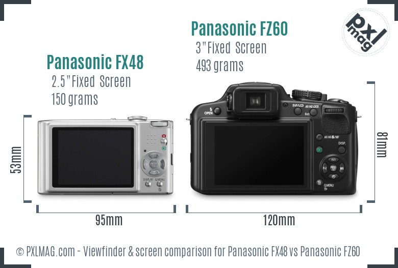 Panasonic FX48 vs Panasonic FZ60 Screen and Viewfinder comparison