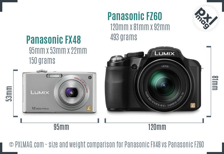 Panasonic FX48 vs Panasonic FZ60 size comparison