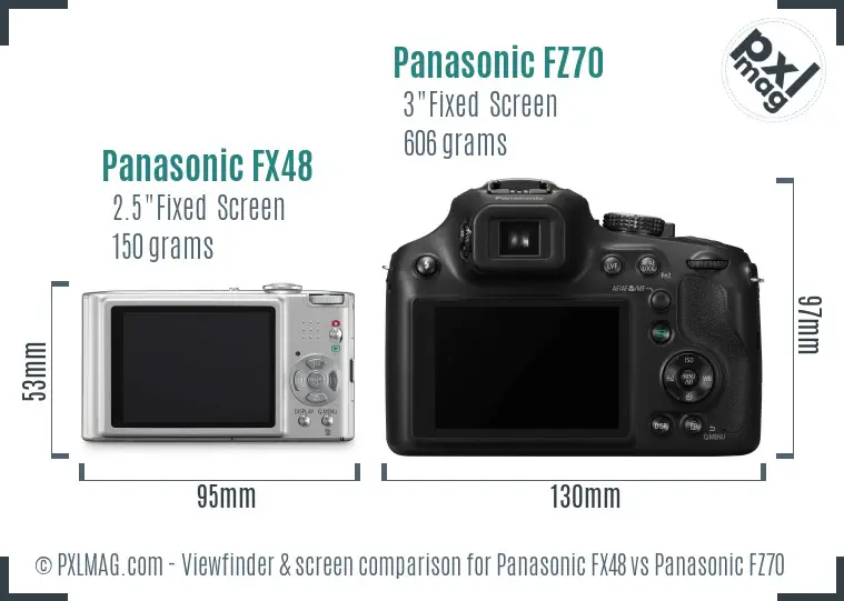 Panasonic FX48 vs Panasonic FZ70 Screen and Viewfinder comparison