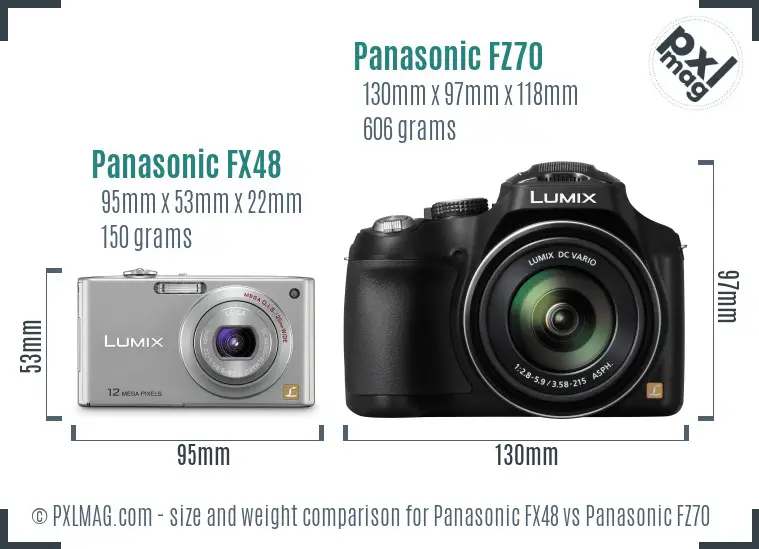 Panasonic FX48 vs Panasonic FZ70 size comparison
