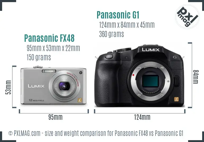 Panasonic FX48 vs Panasonic G1 size comparison