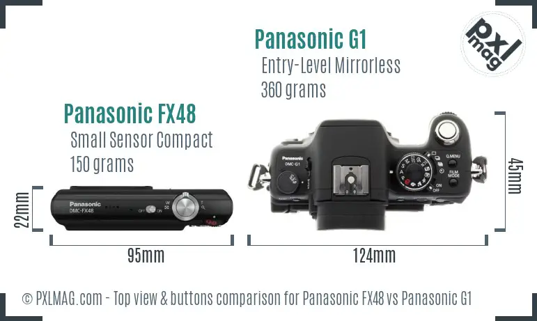 Panasonic FX48 vs Panasonic G1 top view buttons comparison
