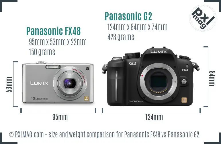 Panasonic FX48 vs Panasonic G2 size comparison