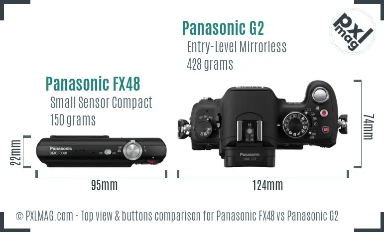 Panasonic FX48 vs Panasonic G2 top view buttons comparison