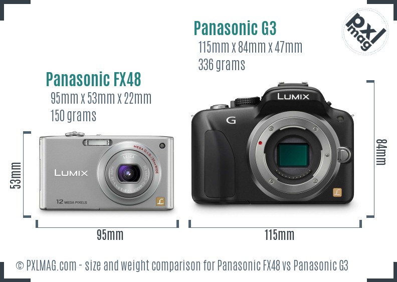 Panasonic FX48 vs Panasonic G3 size comparison