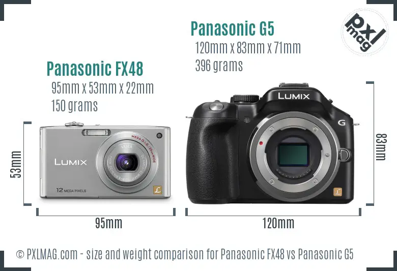 Panasonic FX48 vs Panasonic G5 size comparison