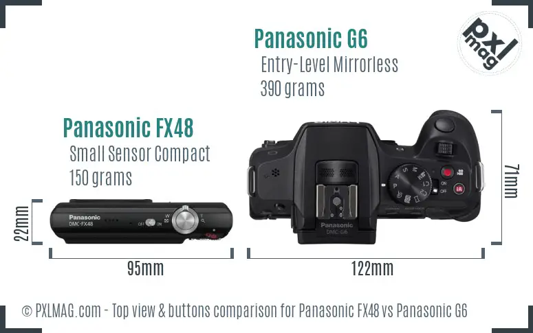 Panasonic FX48 vs Panasonic G6 top view buttons comparison