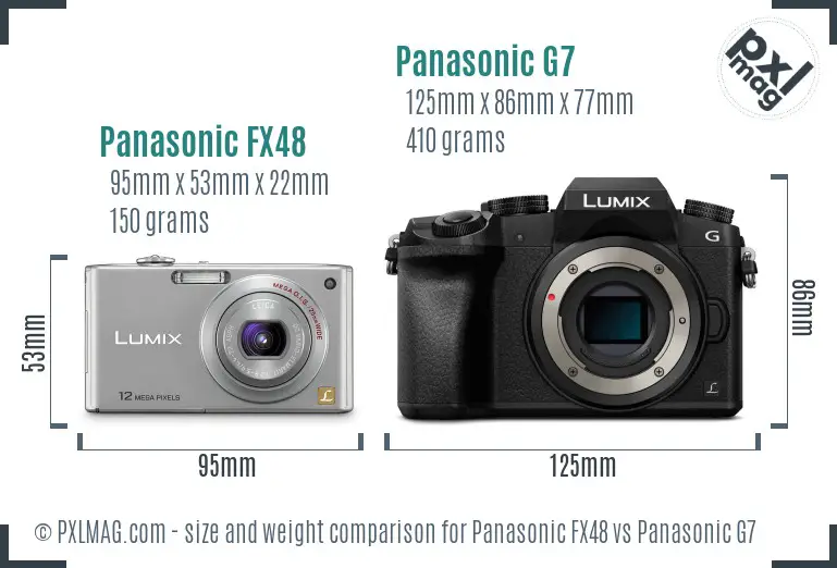 Panasonic FX48 vs Panasonic G7 size comparison