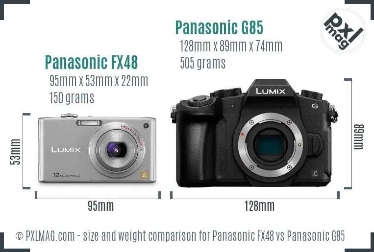 Panasonic FX48 vs Panasonic G85 size comparison