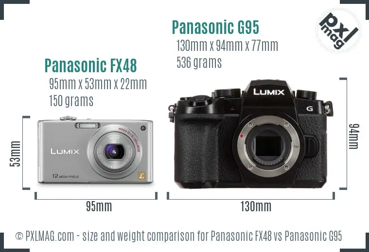 Panasonic FX48 vs Panasonic G95 size comparison