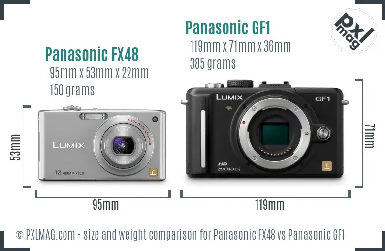 Panasonic FX48 vs Panasonic GF1 size comparison