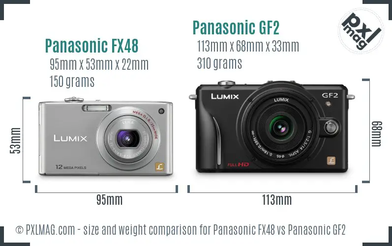 Panasonic FX48 vs Panasonic GF2 size comparison
