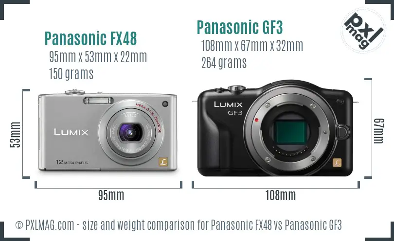 Panasonic FX48 vs Panasonic GF3 size comparison