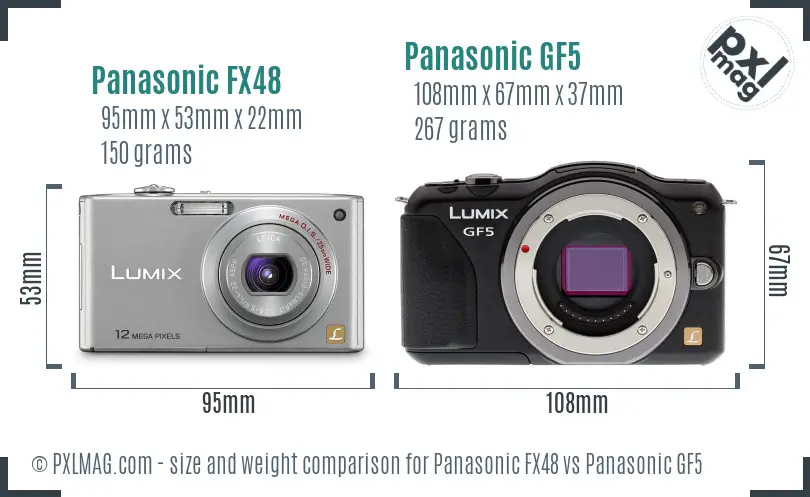 Panasonic FX48 vs Panasonic GF5 size comparison