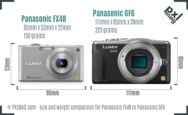 Panasonic FX48 vs Panasonic GF6 size comparison