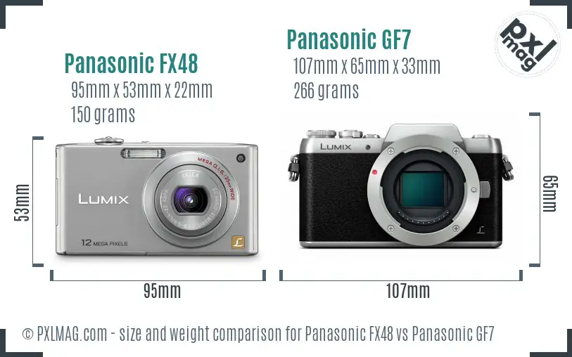 Panasonic FX48 vs Panasonic GF7 size comparison