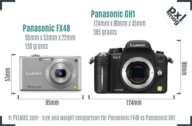 Panasonic FX48 vs Panasonic GH1 size comparison