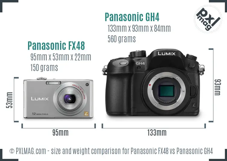 Panasonic FX48 vs Panasonic GH4 size comparison