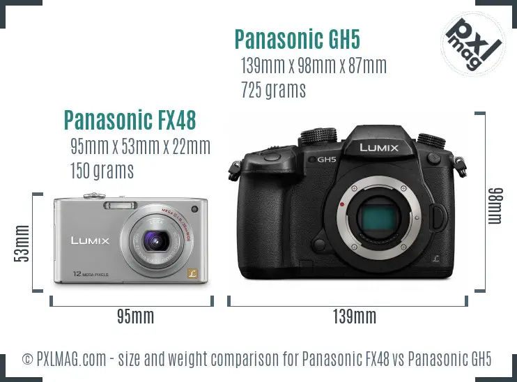 Panasonic FX48 vs Panasonic GH5 size comparison
