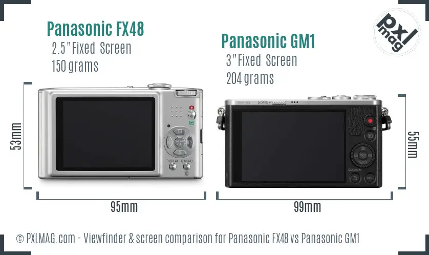 Panasonic FX48 vs Panasonic GM1 Screen and Viewfinder comparison