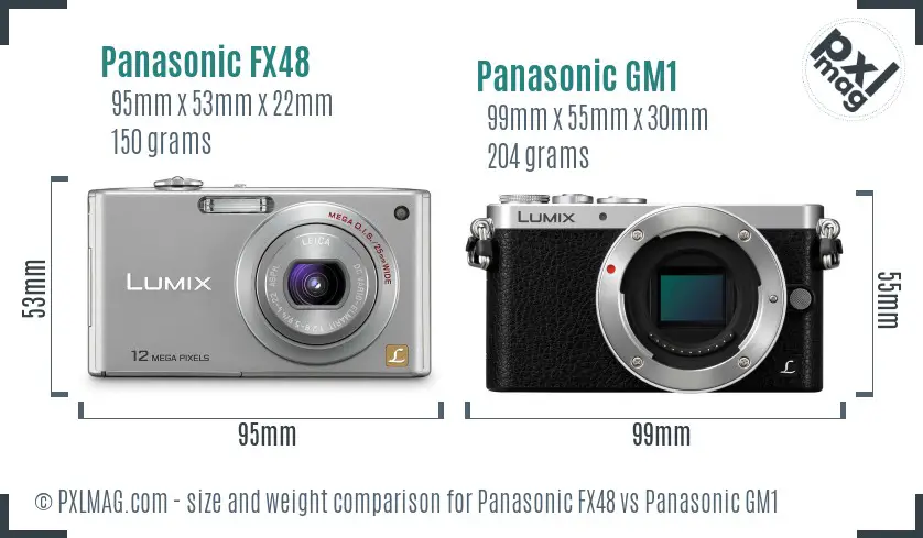 Panasonic FX48 vs Panasonic GM1 size comparison