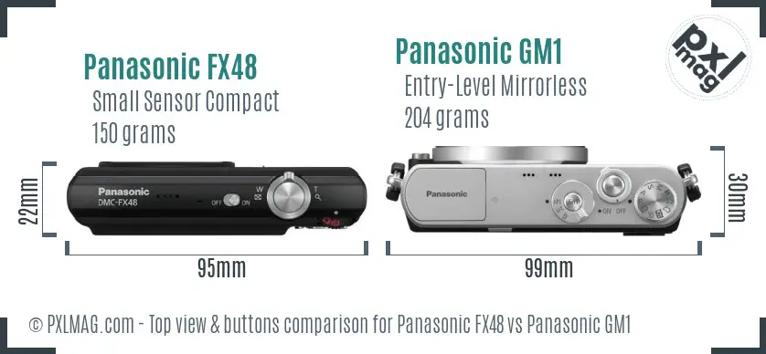 Panasonic FX48 vs Panasonic GM1 top view buttons comparison