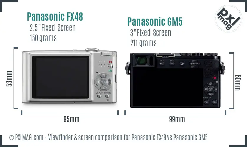 Panasonic FX48 vs Panasonic GM5 Screen and Viewfinder comparison