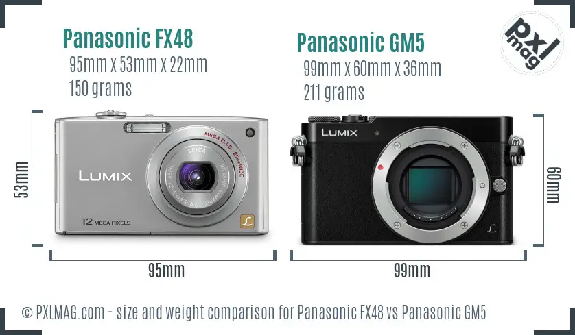 Panasonic FX48 vs Panasonic GM5 size comparison