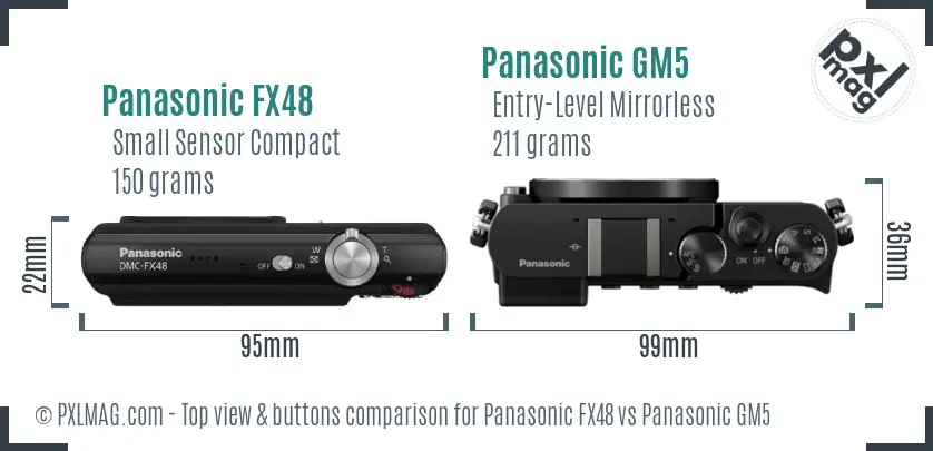 Panasonic FX48 vs Panasonic GM5 top view buttons comparison