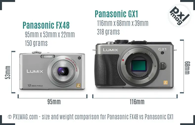 Panasonic FX48 vs Panasonic GX1 size comparison
