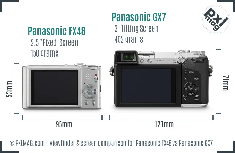 Panasonic FX48 vs Panasonic GX7 Screen and Viewfinder comparison