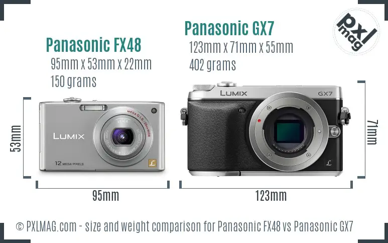 Panasonic FX48 vs Panasonic GX7 size comparison
