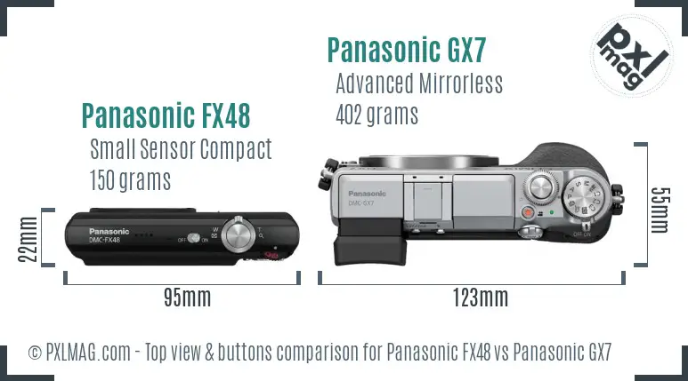 Panasonic FX48 vs Panasonic GX7 top view buttons comparison