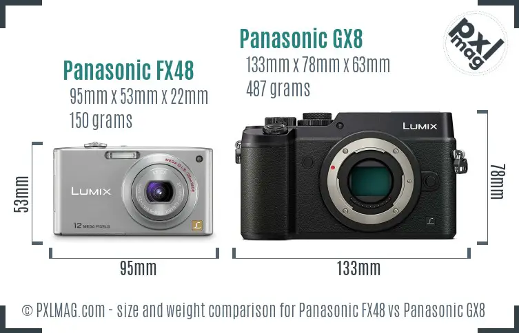 Panasonic FX48 vs Panasonic GX8 size comparison
