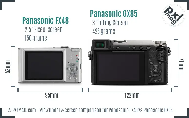 Panasonic FX48 vs Panasonic GX85 Screen and Viewfinder comparison